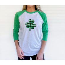 Load image into Gallery viewer, RT Plaid Shamrock Adult Tri-Blend 3\4 Raglan Tee