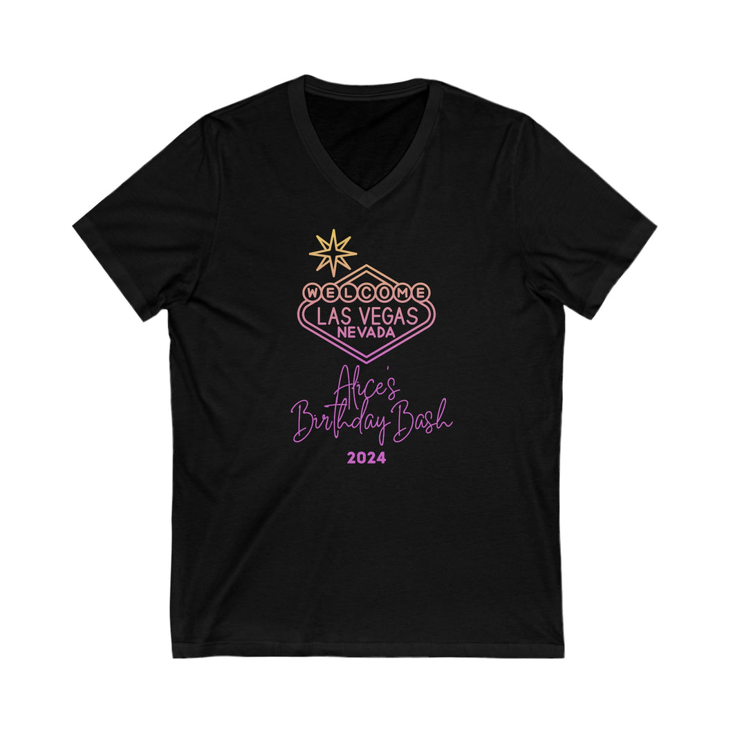 Alice's Birthday Bash Unisex Jersey Short Sleeve V-Neck Tee